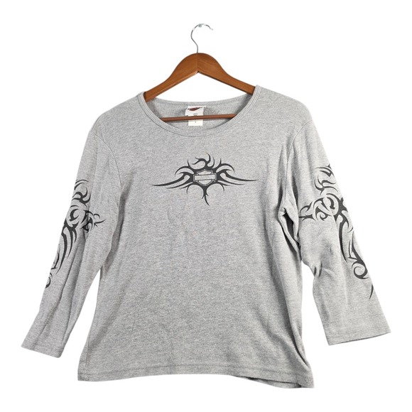 Tops - Harley-Davidson Chosa's Mesa Arizona L Tribal Long Sleeve T-Shirt Gray Large‎